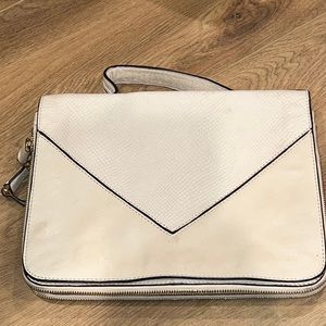 LINEA PELLE Lovely Crean Leather Bag (Perfect for tablets) with leopard lining